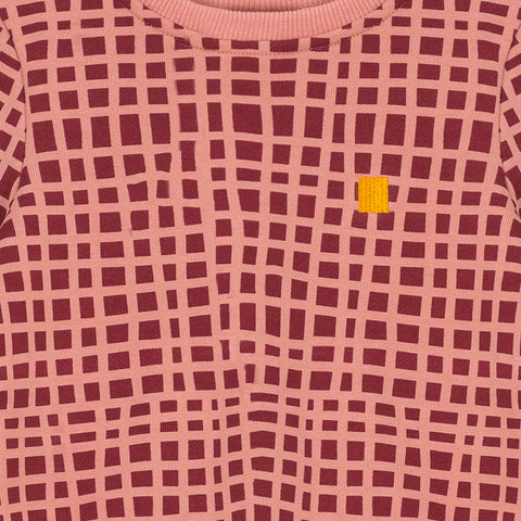 Wavy Check Print Top - Coral Pink