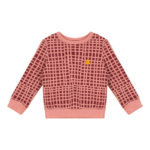 Wavy Check Print Top - Coral Pink