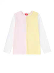 Color Block Long Sleeve T-shirt - Lt. Pink/Yellow