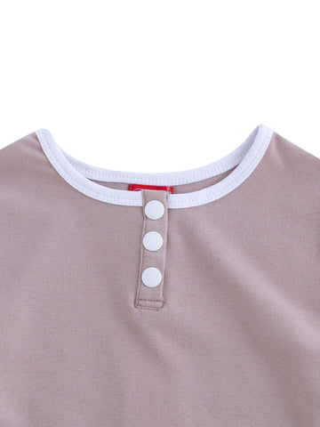 Combo Binding T-shirt - Beige Combo White