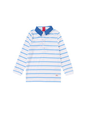 Combo Collar Long Sleeve Polo - White/Blue