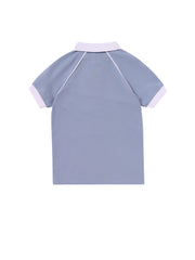 Side Print Short Sleeve Polo - Stone Blue