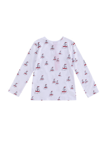 All Over Boat Print Long Sleeve T-shirt