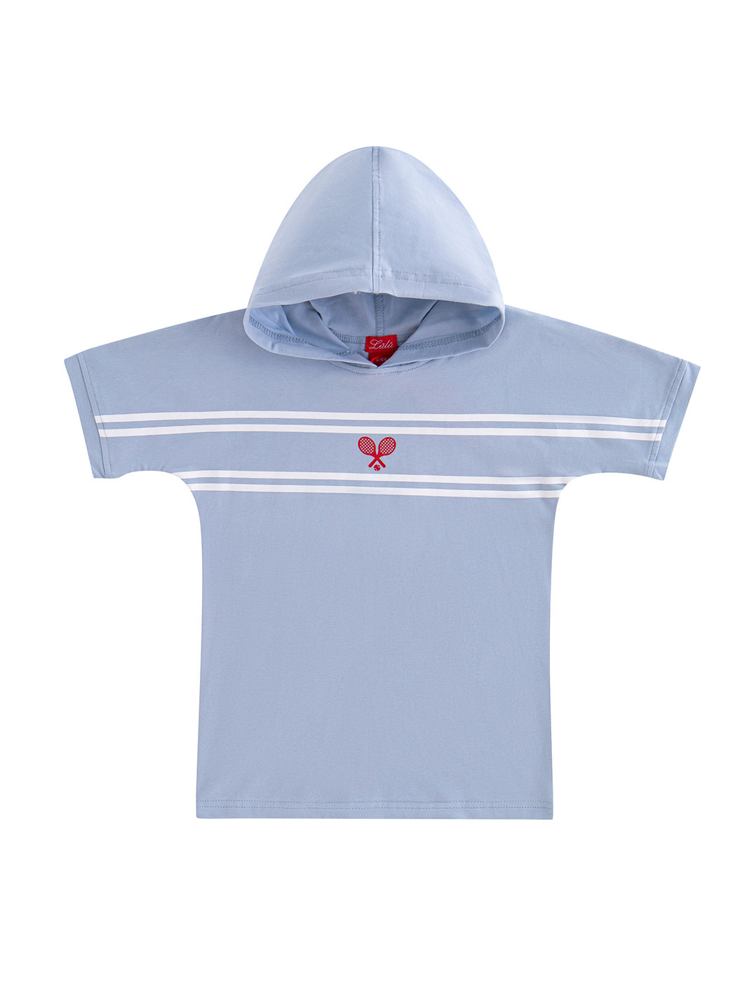 Hooded Tennis Print Short Sleeve Top