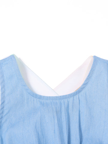 Denim Waist Shirring Jumper