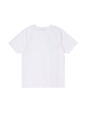 Side Stripe Print Short Sleeve T-shirt - White/Orange Red