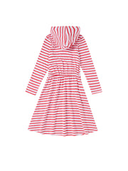 Striped Hooded Dress - White/Coral