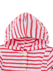 Striped Hooded Dress - White/Coral