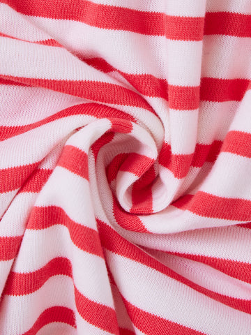 Striped Hooded Dress - White/Coral