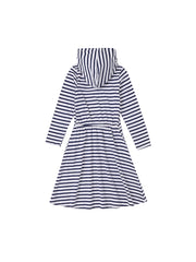 Striped Hooded Dress - White/Navy