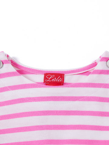 Striped Long T-shirt - White/Pink