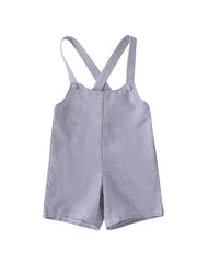 Baby Linen Striped Overall - Blue