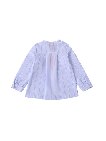 Gingham Crochet Striped Shirt - Lt. Blue