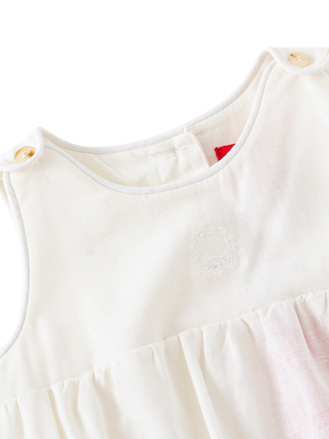 Baby Piping Romper - White