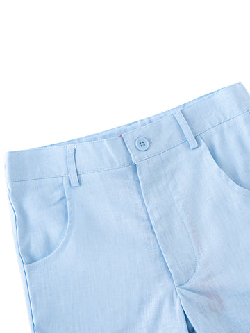 Linen Shorts Pants -  Blue