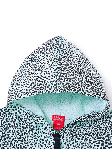 Leopard Print Hooded Top - Mint/Black