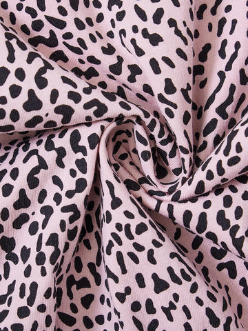 Leopard Print Hooded Top - Lt. Pink/Black