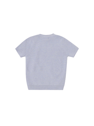 Emblem Short Sleeve Sweater - Ice Blue Mix