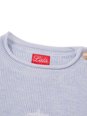 Emblem Short Sleeve Sweater - Ice Blue Mix