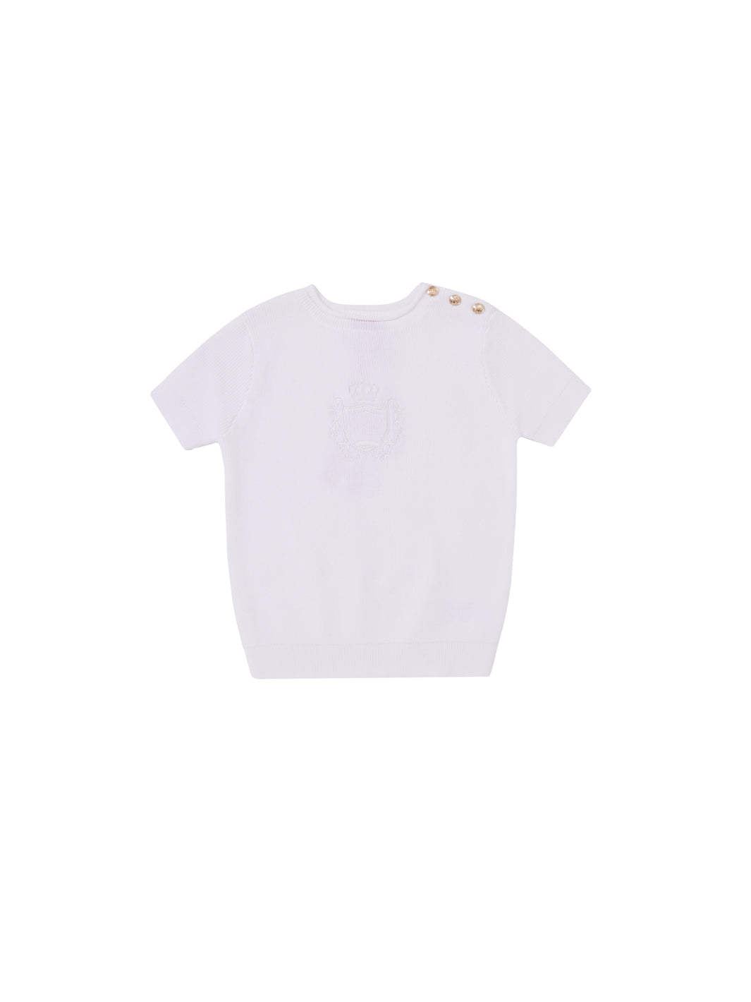 Emblem Short Sleeve Sweater - White