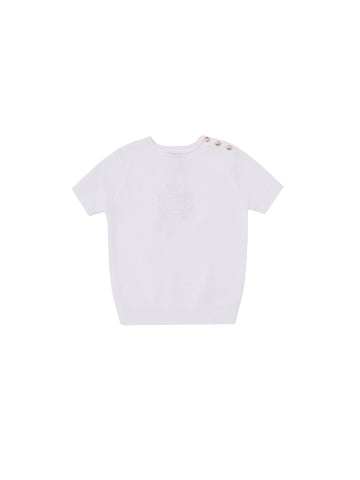 Emblem Short Sleeve Sweater - White