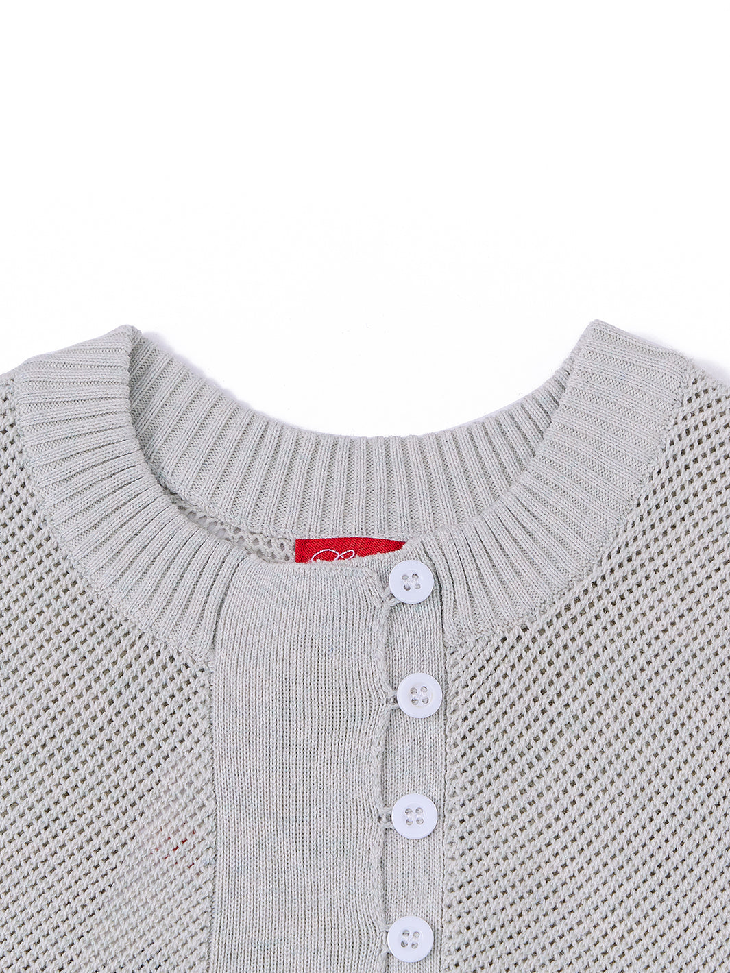 Front Button Short Sleeve Sweater - Lt. Mint Green Mix