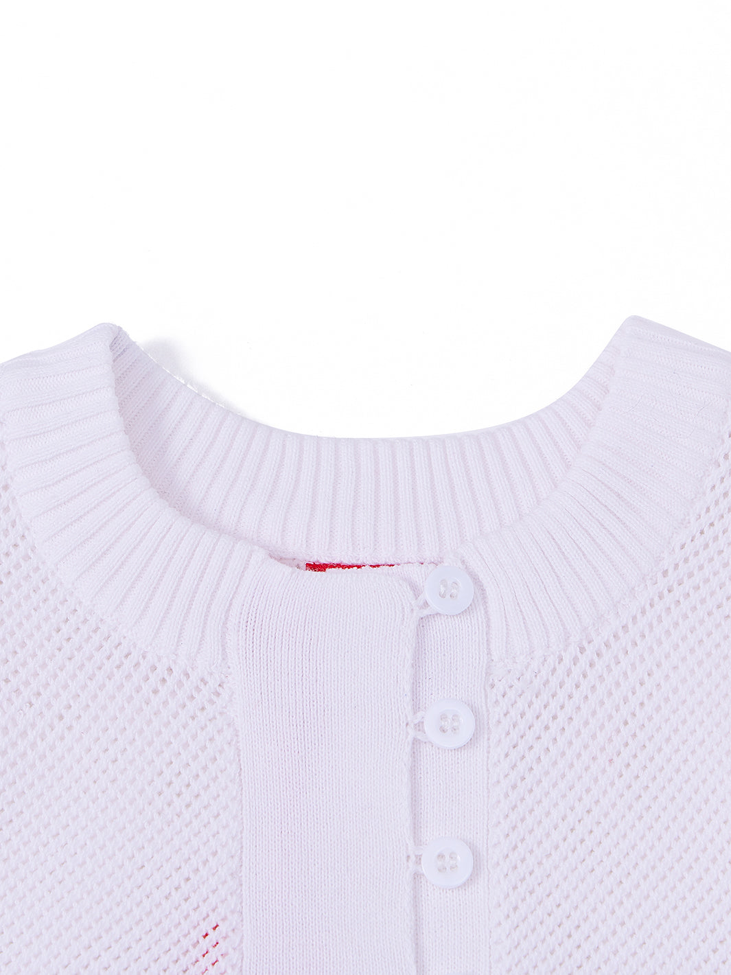 Front Button Short Sleeve Sweater - White