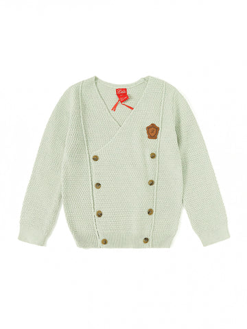 Cardigan Raised Bubble Sweater - Lt. Mint Green Mix