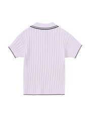 Collar Rib Stripe Short Sleeve Sweater