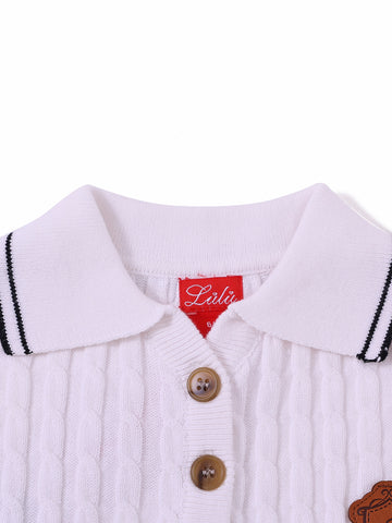 Collar Rib Stripe Short Sleeve Sweater