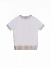 Eyelet Design Short Sleeve Sweater