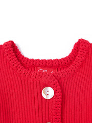 Baby Blazer Crop Length Sweater - Cherry Coral