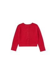 Cardigan Crop Length Sweater - Cherry Coral