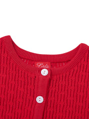 Cardigan Crop Length Sweater - Cherry Coral