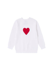 Heart Combo Sweater - Off white/Cherry Red