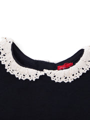 Lace Collar T-shirt - Black