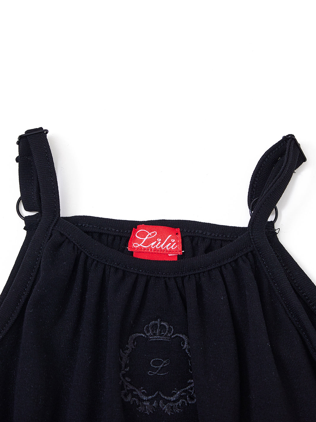 Baby Gathered Emblem Overall - Black