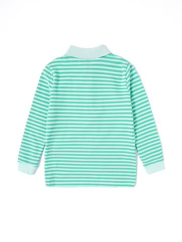 Striped Polo - Green/Ice Blue