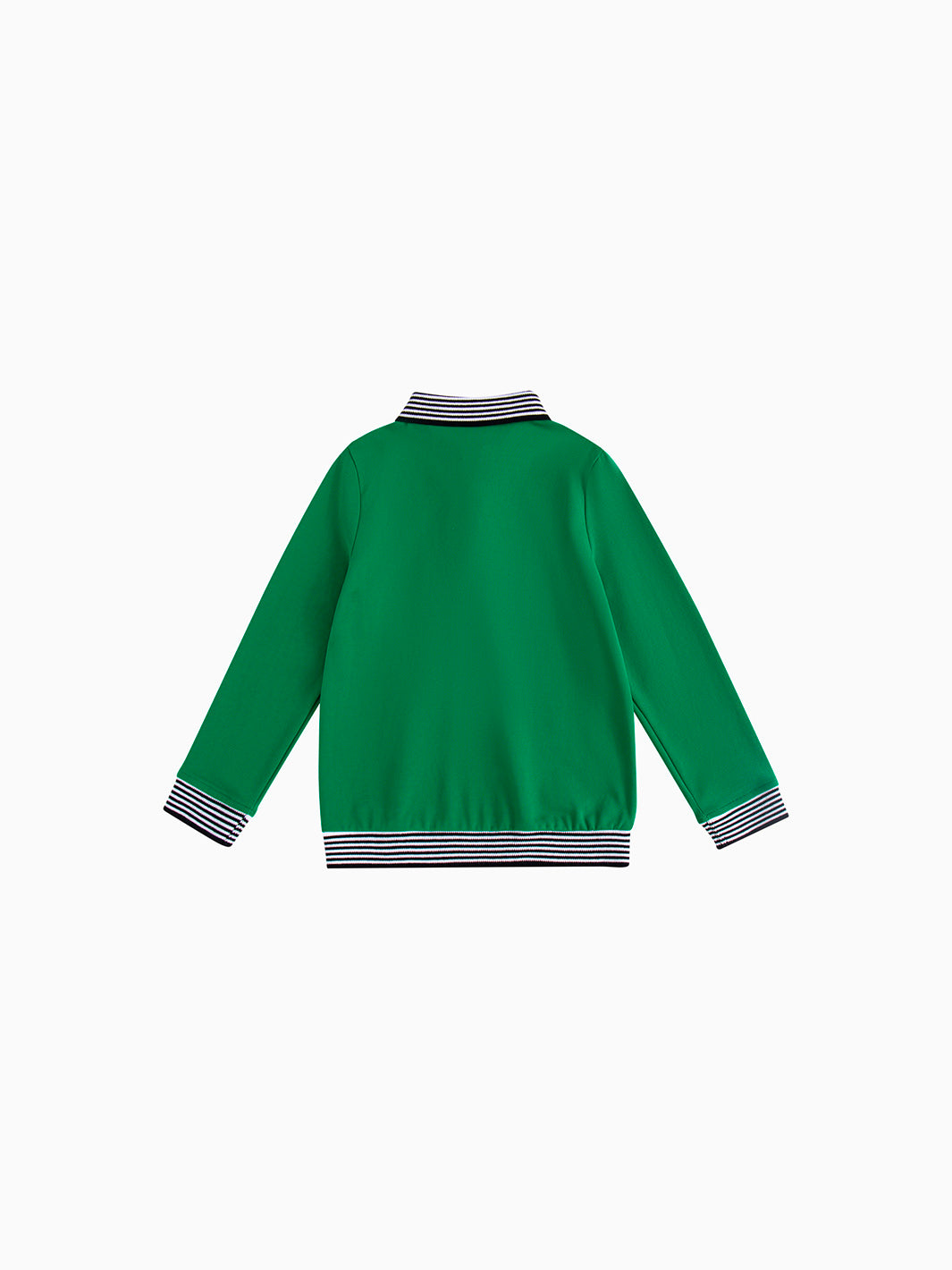 Polo a rayas con cuello - Verde oscuro