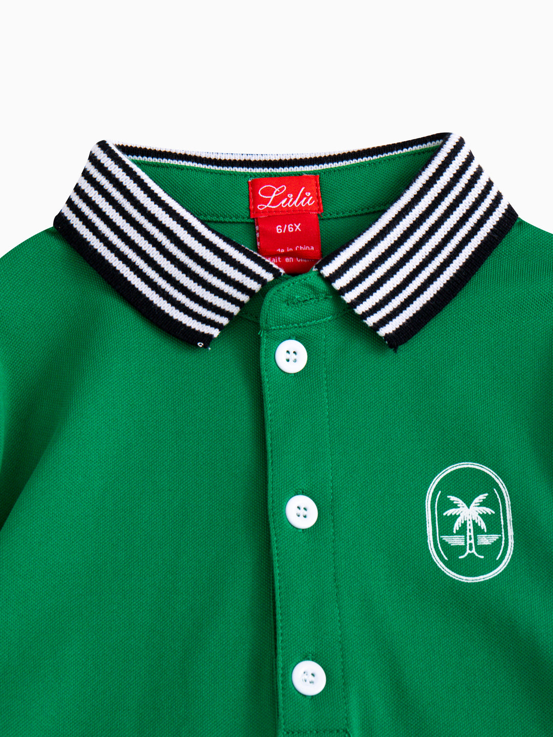 Polo a rayas con cuello - Verde oscuro