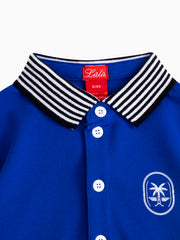 Collar Striped Polo - Deep Royal blue