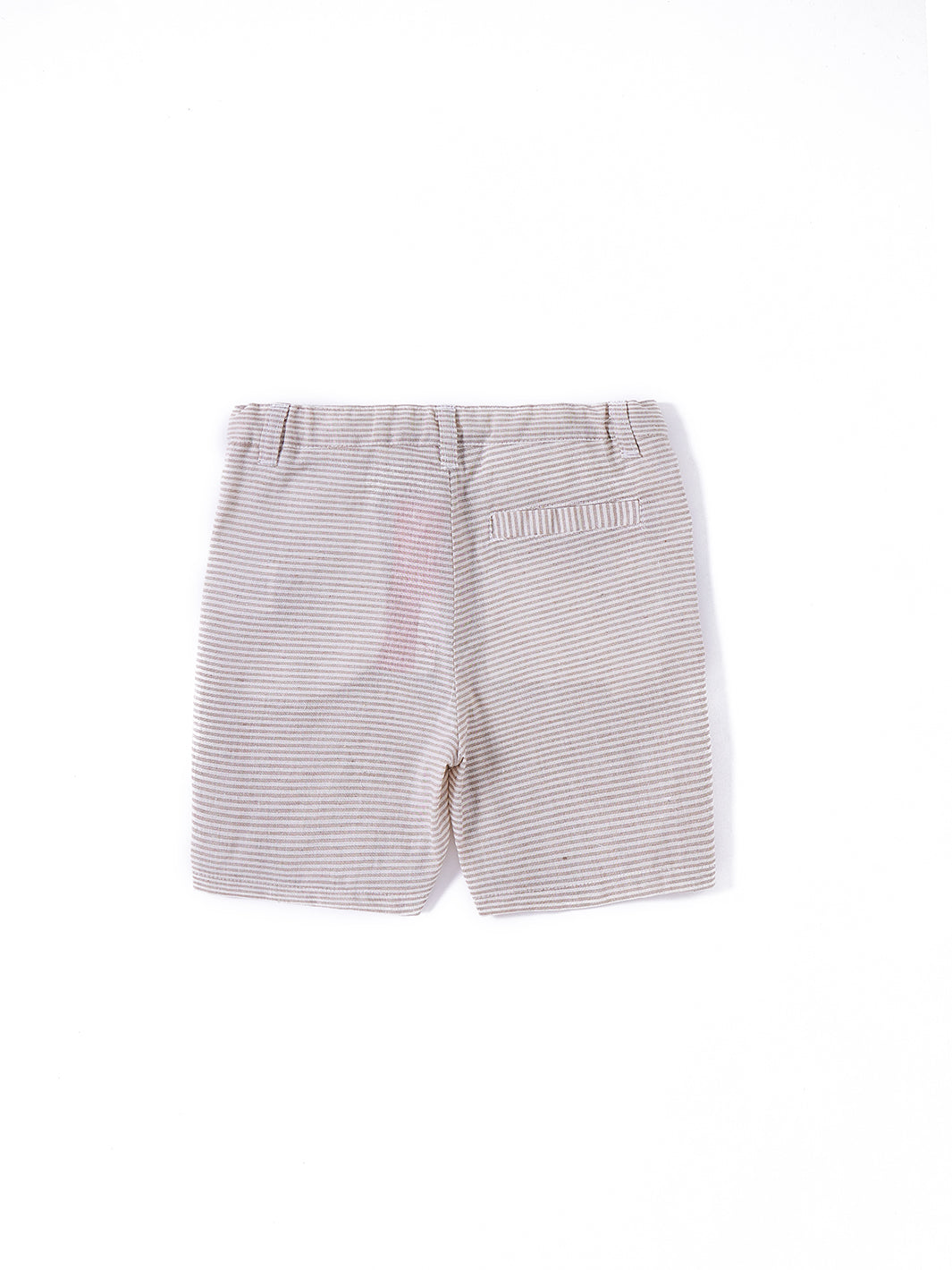 Linen Striped Short Pants - Beige
