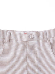 Pantalones cortos de lino a rayas - Beige