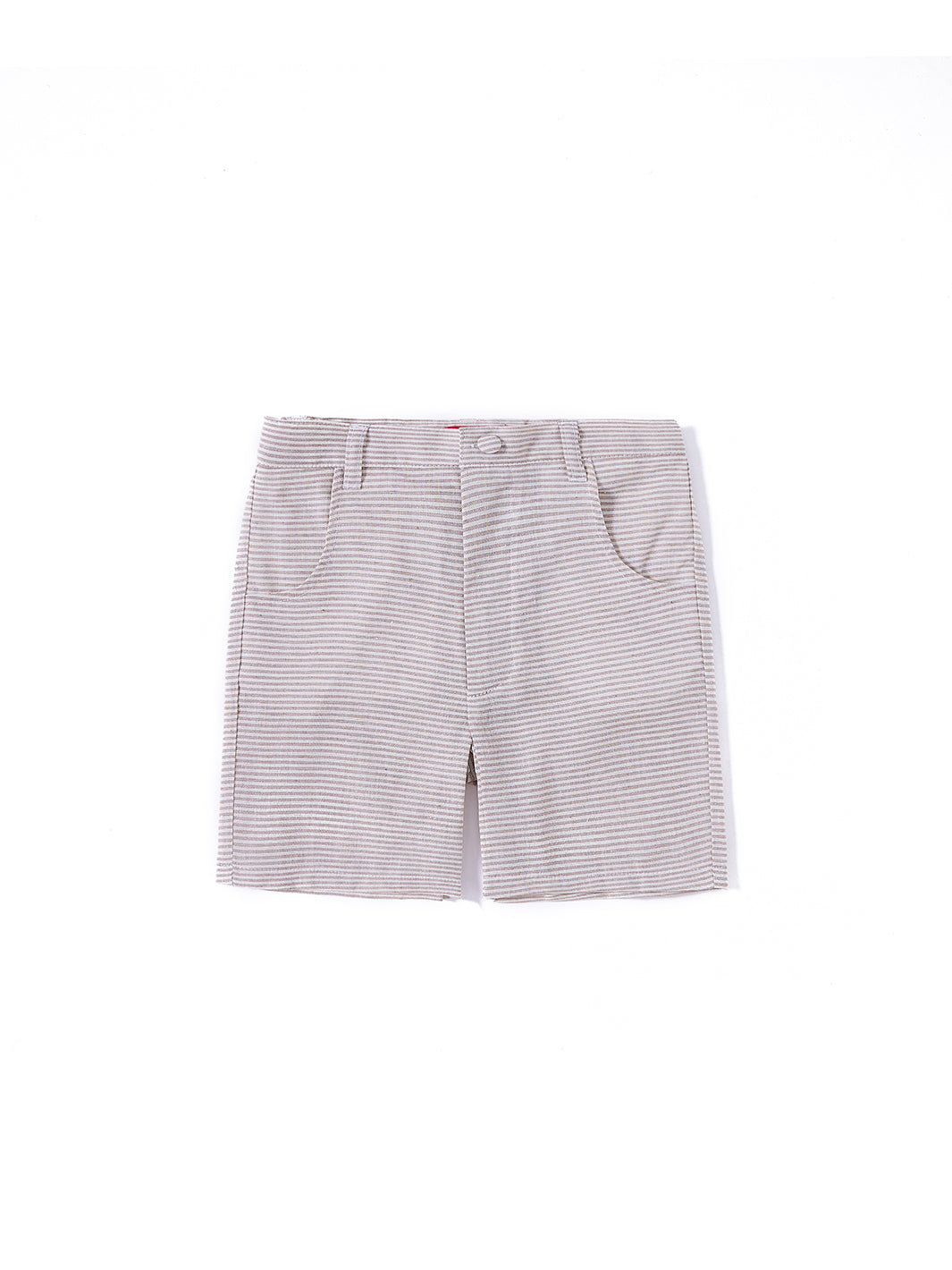 Linen Striped Short Pants - Beige