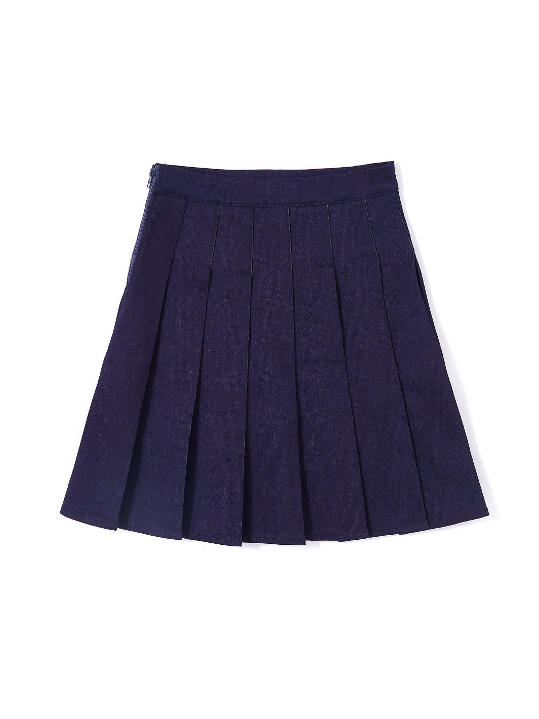 Denim Pleated Skirt - Navy