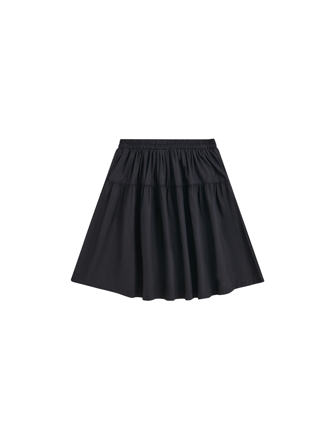 Solid Gathered Skirt - Black