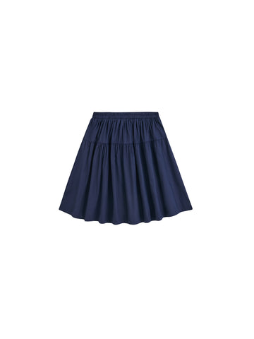 Solid Gathered Skirt - Navy