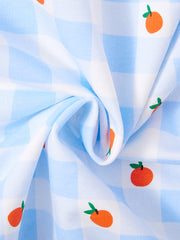 Top con estampado de cuadros de frutas