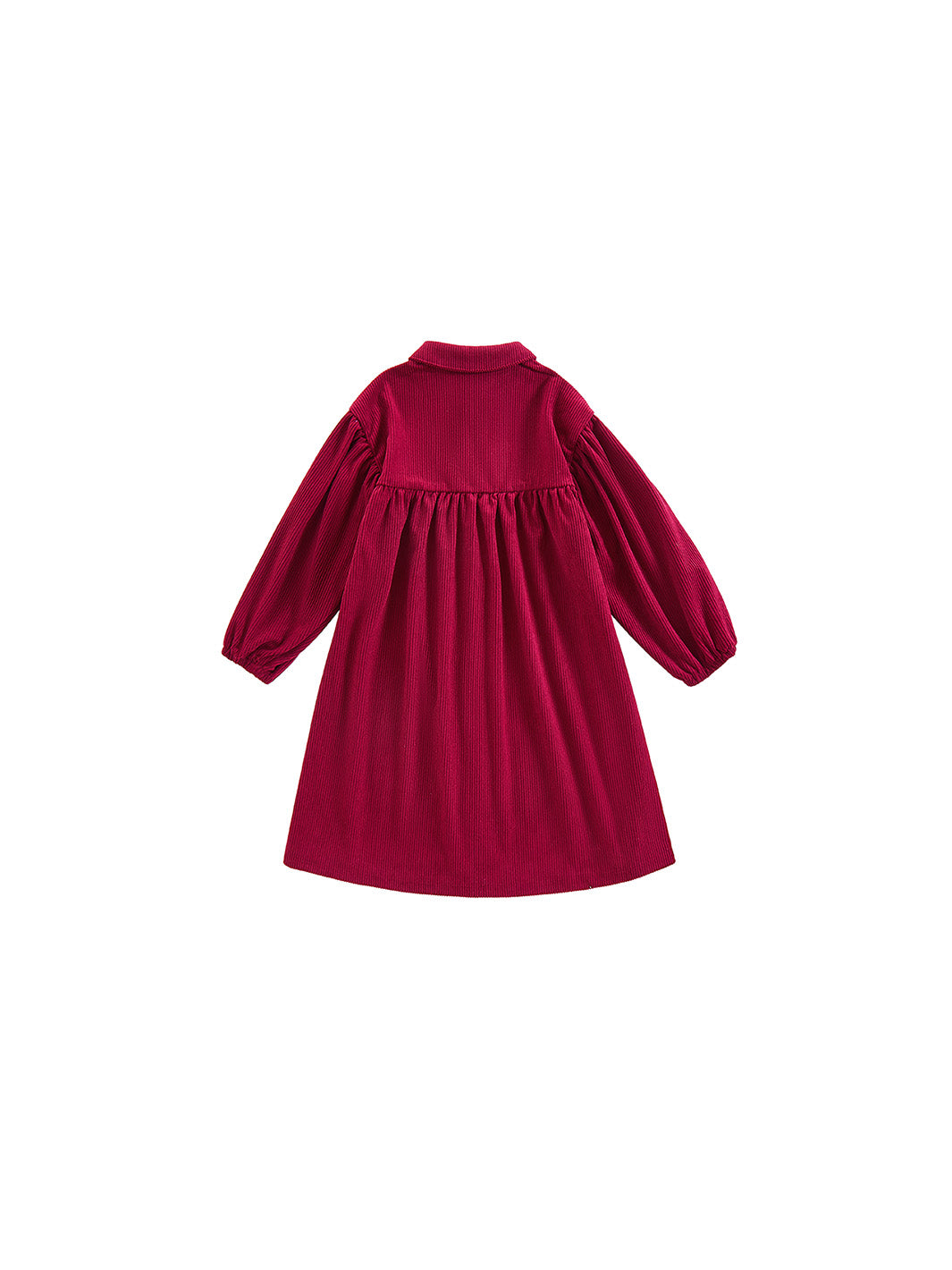 Corduroy Gingham Dress - Burgundy