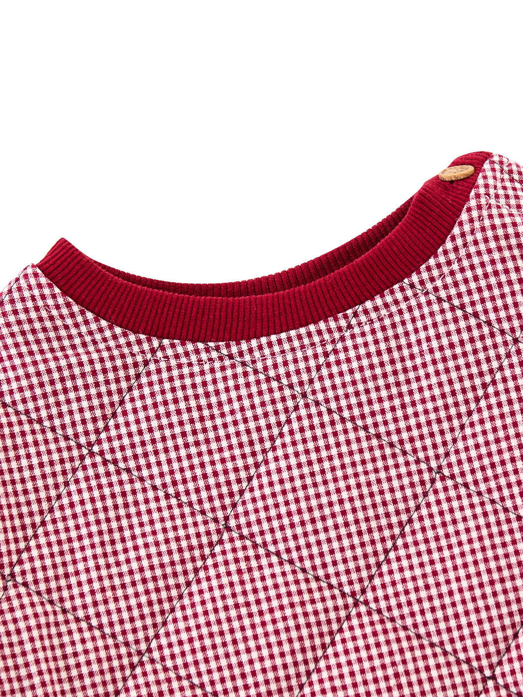 Gingham Quilted Top - Burgundy/White